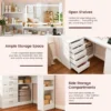 L-Makeup Vanity Desk with LED Light Mirror & Power Outlet, Corner Makeup Dressing Table with 5 Drawers