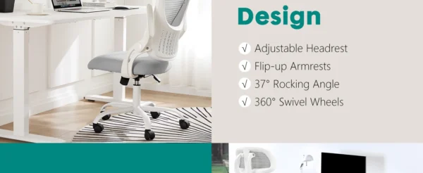 Aada9ddb9fdab40b08b6856539e82043ds.webp Mesh Ergonomic Office Computer Desk Chair Flip-up Arms Adjustable Headrests Comfortable Lumbar Support