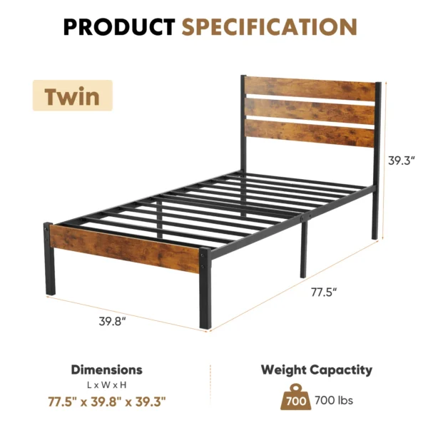 S000bb01d185e49559e5b77f15511004eU.webp Queen Size Metal Platform Bed Frame with Headboard and Footboard with 800LBS