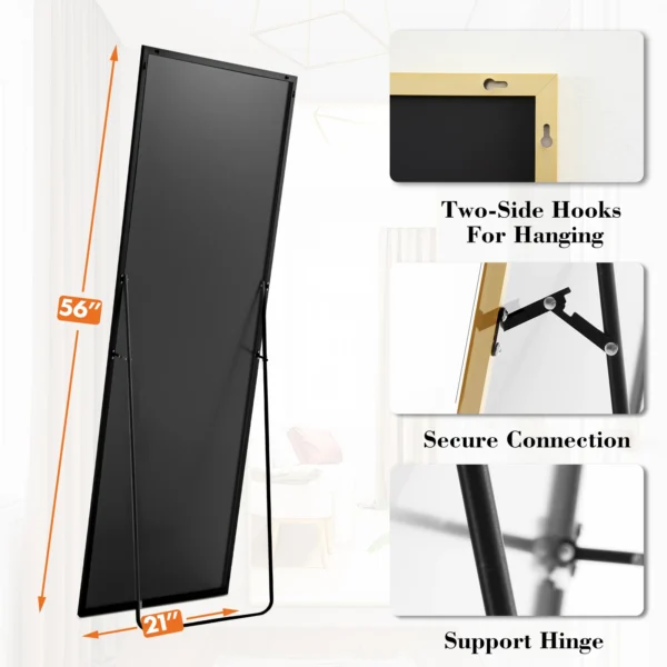 S0a152cf22eb84b37a07085628e60f7b4B.webp 56"x21" Full Length Mirror with Aluminum Alloy Frame Leaning or Standing Full Length
