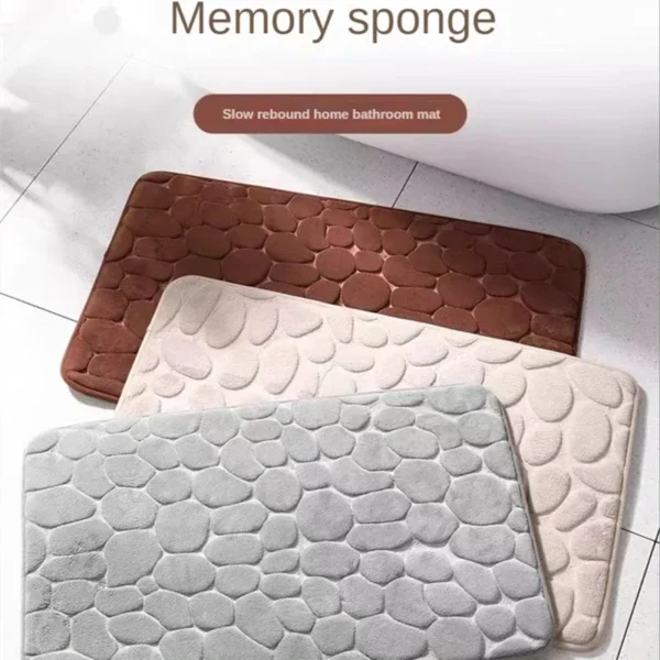S0a876b9757f74285aff4eddc42285a85Q.webp 3D Non Slip Bathroom Mat Cobblestone Embossed Bath Mats, Absorbent Doormat Carpet