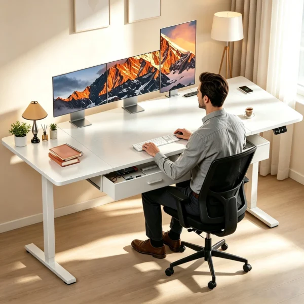 Electric Standing Desk Height Adjustable Gaming Computer Workstation with Memory 176lbs