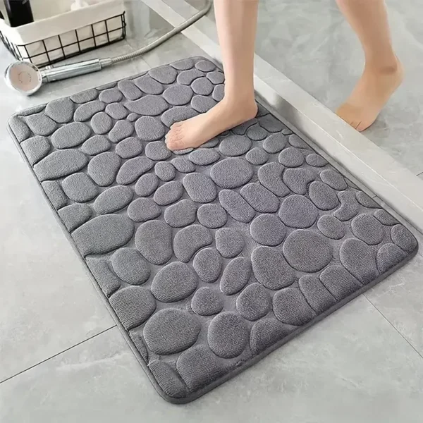 S1027660567ca4336a6f375ee898cdc92I.webp 3D Non Slip Bathroom Mat Cobblestone Embossed Bath Mats, Absorbent Doormat Carpet