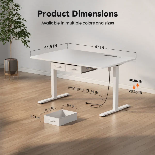 Electric Standing Desk Height Adjustable Gaming Computer Workstation with Memory 176lbs