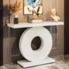 S152dfd2bbc7a4c7489ebf5977e2fa898b.webp Modern Console Table with Geometric Base, 40 inch Wood Entryway Table