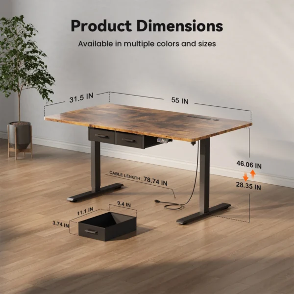 Electric Standing Desk Height Adjustable Gaming Computer Workstation with Memory 176lbs