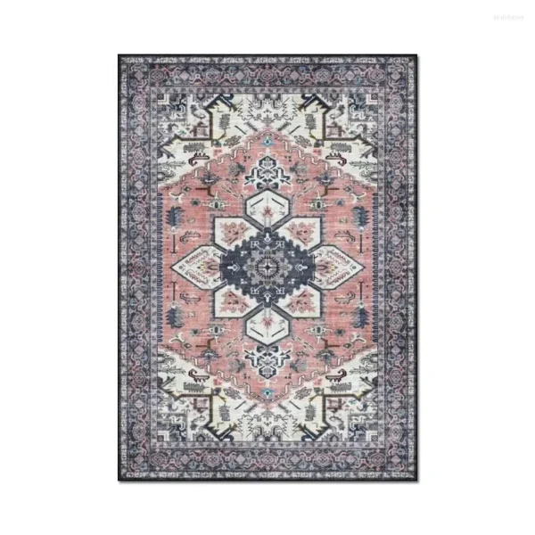 Colorful Vintage Persian Flannel Non-slip Area Rug, Soft Floor Mat for Living Room Bedroom