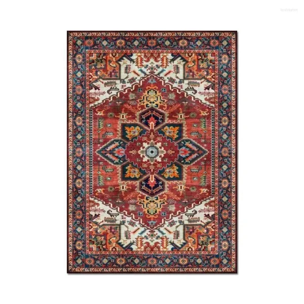 Colorful Vintage Persian Flannel Non-slip Area Rug, Soft Floor Mat for Living Room Bedroom