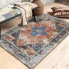 Colorful Vintage Persian Flannel Non-slip Area Rug, Soft Floor Mat for Living Room Bedroom