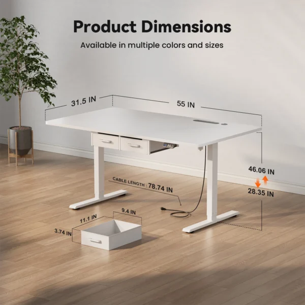 Electric Standing Desk Height Adjustable Gaming Computer Workstation with Memory 176lbs