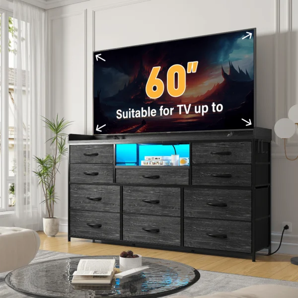 S48b3f6a06a9846b2a8696a25f755490bI.webp EnHomee 60" TV Stand with 11 Drawers – LED Lighting