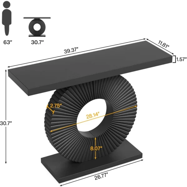 S52453a6a82d5432791b72f79ef581f5dJ.webp Modern Console Table with Geometric Base, 40 inch Wood Entryway Table