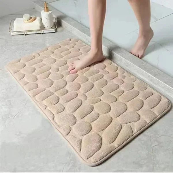 S58961271ba5f445baac2829b29dc8a10z.webp 3D Non Slip Bathroom Mat Cobblestone Embossed Bath Mats, Absorbent Doormat Carpet