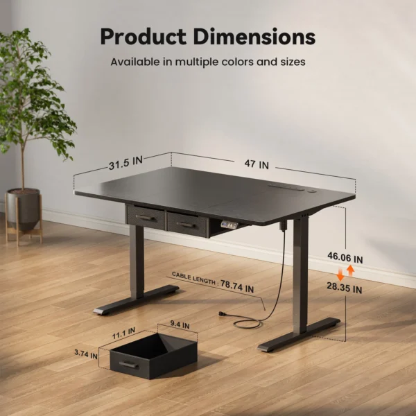Electric Standing Desk Height Adjustable Gaming Computer Workstation with Memory 176lbs