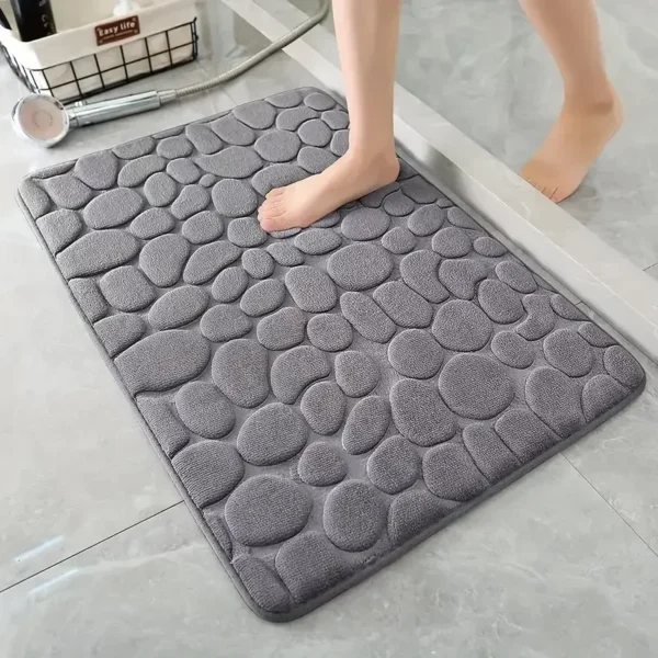 S61b30135a88b4954a33372add65c2ba0y.webp 3D Non Slip Bathroom Mat Cobblestone Embossed Bath Mats, Absorbent Doormat Carpet