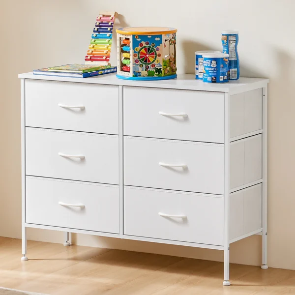 S67db813a628f456ba295c68d200627558.webp 6 Fabric Drawers Nightstand For Bedroom Bedside Sofa Table With Storage