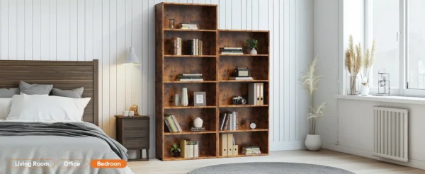6 Tier Wooden Shelf Bookcase 63 Inch Tall Floor Standing Open Bookshelf