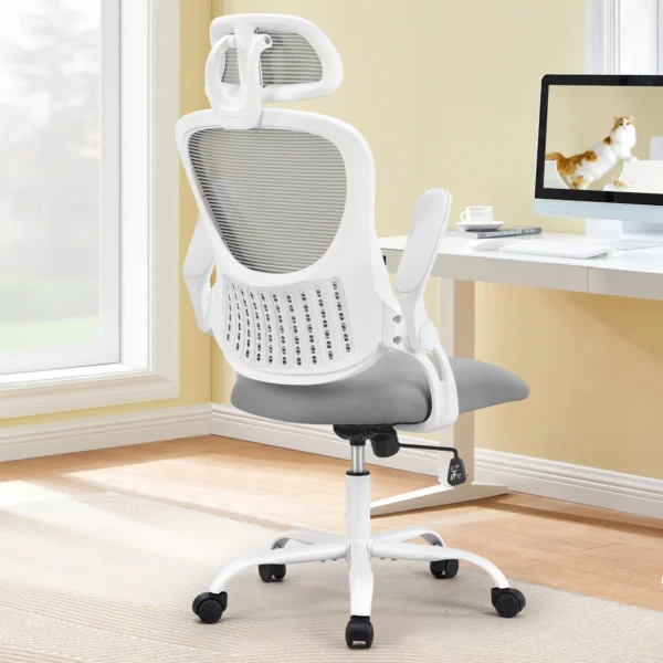 S6ce4a791c0aa4a289e3318e2a26f9d48a.webp Mesh Ergonomic Office Computer Desk Chair Flip-up Arms Adjustable Headrests Comfortable Lumbar Support