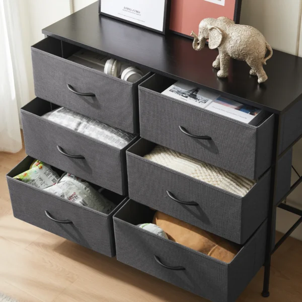 S6e35b05f216b4b8a9bdb3b46f1d9553eF.webp 6 Fabric Drawers Nightstand For Bedroom Bedside Sofa Table With Storage