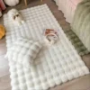 Rabbit fur rug is soft, thick, non-slip, waterproof, machine washable, perfect for living room and bedroom.