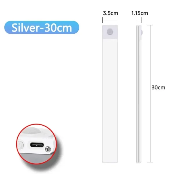 S70157308778d4210ad003b4b24b7b219f.webp LED Cabinet Light USB Type-C Rechargeable Motion Sensor Led Lamp for Kitchen Wardrobe Cabinet Lighting 20cm/30cm/40cm/50cm/60cm