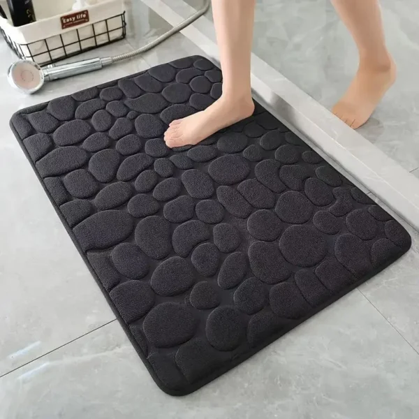 S756f4c6d1305481db5c51bca372f5d63A.webp 3D Non Slip Bathroom Mat Cobblestone Embossed Bath Mats, Absorbent Doormat Carpet