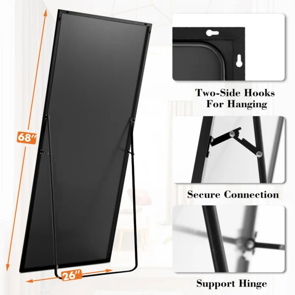 68"x26" Arched Full Length Mirror with Stand Floor Free Standing Aluminum Frame
