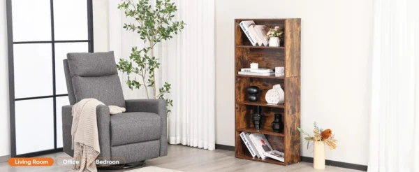6 Tier Wooden Shelf Bookcase 63 Inch Tall Floor Standing Open Bookshelf