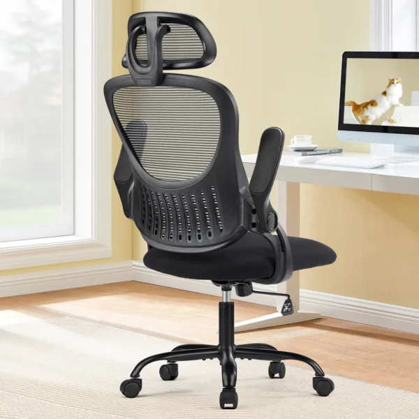 S8a1f7321b3284da2a4c9677aa3b6f879C.webp Mesh Ergonomic Office Computer Desk Chair Flip-up Arms Adjustable Headrests Comfortable Lumbar Support