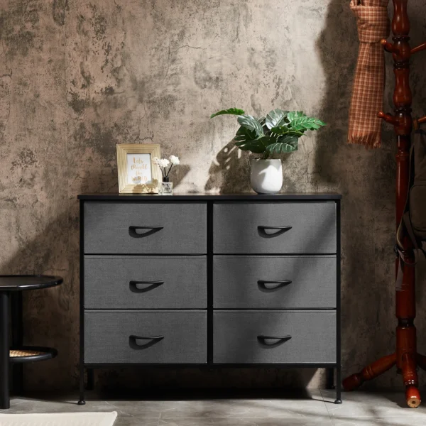 S90959deadb8e406d873687718744aff1J.webp 6 Fabric Drawers Nightstand For Bedroom Bedside Sofa Table With Storage