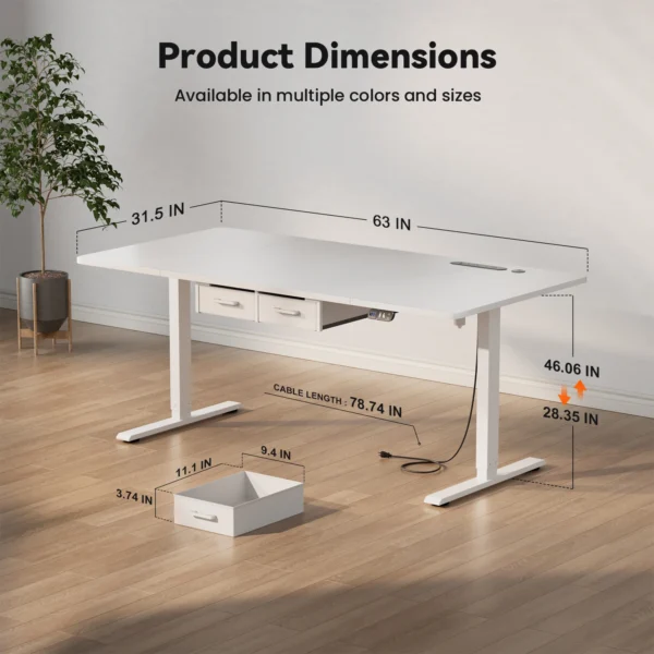 Electric Standing Desk Height Adjustable Gaming Computer Workstation with Memory 176lbs
