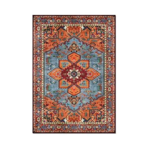 Colorful Vintage Persian Flannel Non-slip Area Rug, Soft Floor Mat for Living Room Bedroom