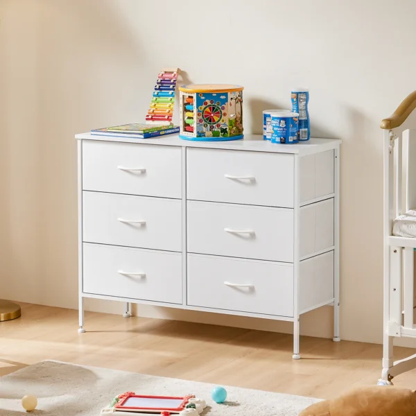 Sa497bab3d8e448389c939d44b5eb3b6b9.webp 6 Fabric Drawers Nightstand For Bedroom Bedside Sofa Table With Storage