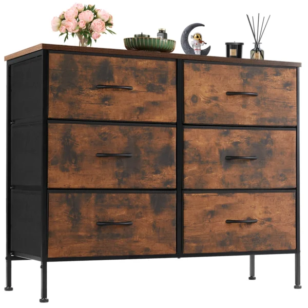 Sa7919f63988b4701a6b2d9f334091052r.webp 6 Fabric Drawers Nightstand For Bedroom Bedside Sofa Table With Storage
