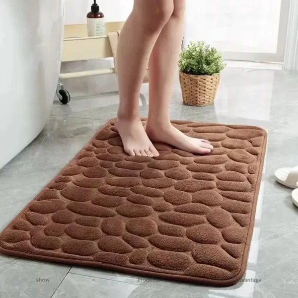 Sa8e14d4e375a4fff9311bc3c413cc35cL.webp 3D Non Slip Bathroom Mat Cobblestone Embossed Bath Mats, Absorbent Doormat Carpet