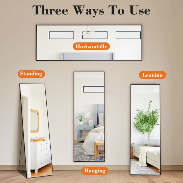 68"x26" Arched Full Length Mirror with Stand Floor Free Standing Aluminum Frame