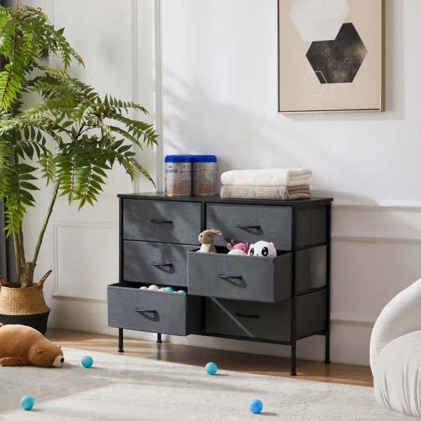 Sb5433b9f03eb443f857ea612581a20b8W.webp 6 Fabric Drawers Nightstand For Bedroom Bedside Sofa Table With Storage