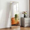 68"x26" Arched Full Length Mirror with Stand Floor Free Standing Aluminum Frame