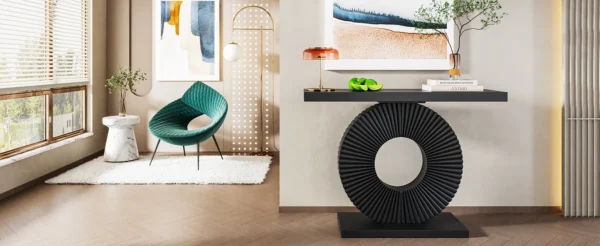 Sc32fe4207e274efbba5ba900e5840d02Y.webp Modern Console Table with Geometric Base, 40 inch Wood Entryway Table