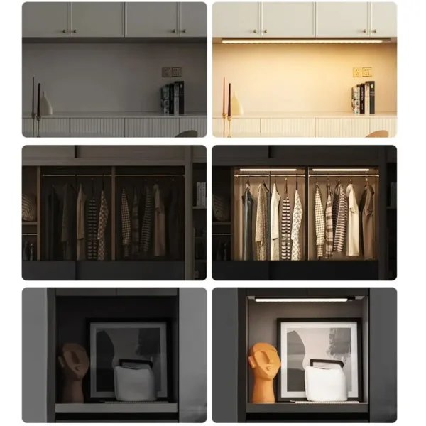 Sd123a2fda4854edeb10a12e7e0e9b533p.webp LED Cabinet Light USB Type-C Rechargeable Motion Sensor Led Lamp for Kitchen Wardrobe Cabinet Lighting 20cm/30cm/40cm/50cm/60cm