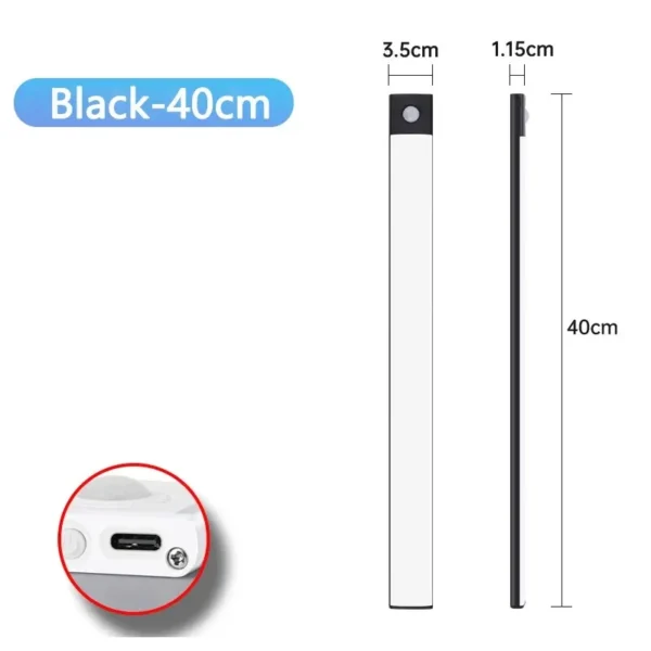 Sdde4be1d6110408d94987977ff599b0eT.webp LED Cabinet Light USB Type-C Rechargeable Motion Sensor Led Lamp for Kitchen Wardrobe Cabinet Lighting 20cm/30cm/40cm/50cm/60cm