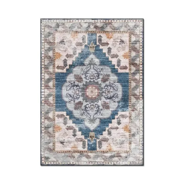Colorful Vintage Persian Flannel Non-slip Area Rug, Soft Floor Mat for Living Room Bedroom
