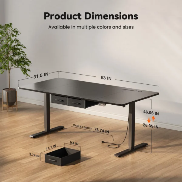 Electric Standing Desk Height Adjustable Gaming Computer Workstation with Memory 176lbs