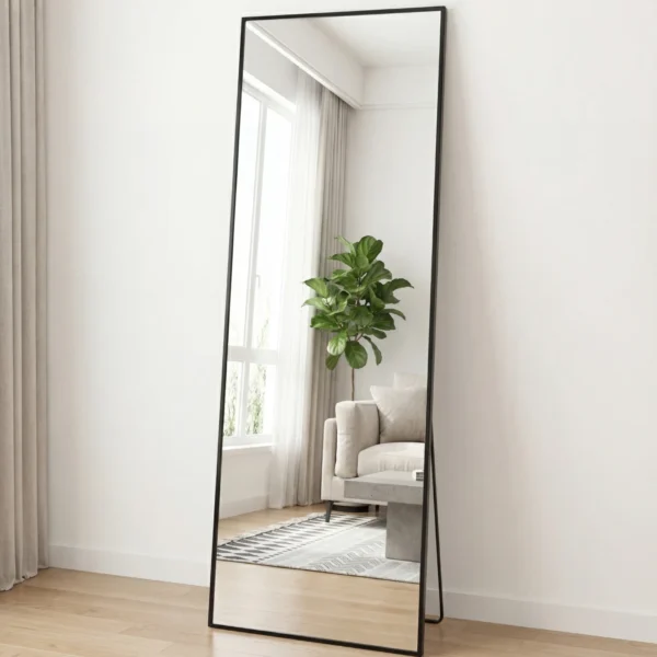 68"x26" Arched Full Length Mirror with Stand Floor Free Standing Aluminum Frame