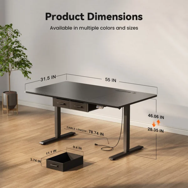 Electric Standing Desk Height Adjustable Gaming Computer Workstation with Memory 176lbs
