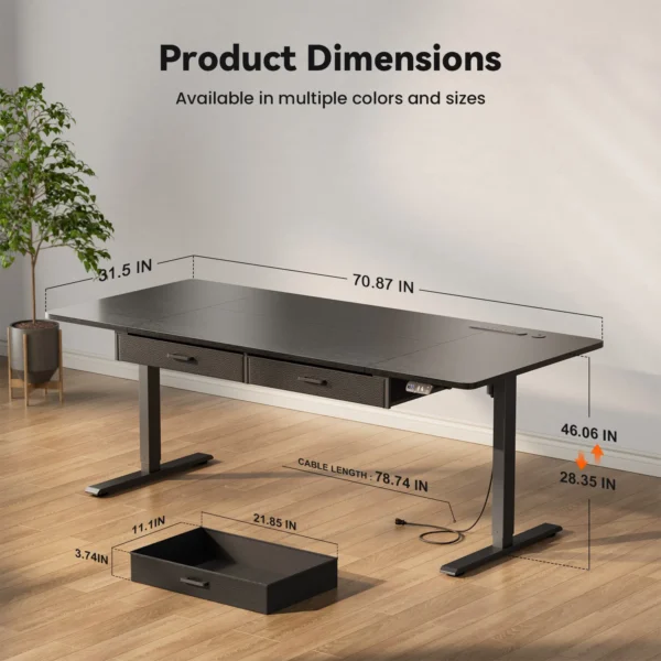 Electric Standing Desk Height Adjustable Gaming Computer Workstation with Memory 176lbs