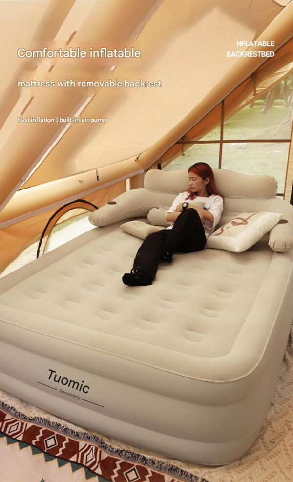 2 Persons Inflatable Mattress Camping Folding Outdoor Indoor Home Air Cushion 48cm High Bed Lazy Laying Soft Skin-friendly