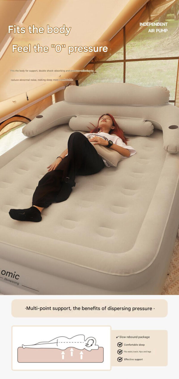 2 Persons Inflatable Mattress Camping Folding Outdoor Indoor Home Air Cushion 48cm High Bed Lazy Laying Soft Skin-friendly