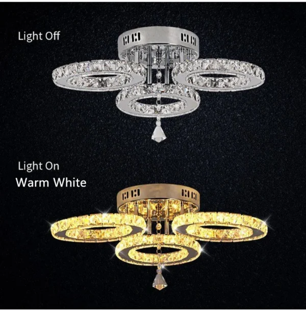 Modern Pendant Light Led Crystal Ring Ceiling Lamp Living Dining Room
