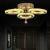 Modern Pendant Light Led Crystal Ring Ceiling Lamp Living Dining Room